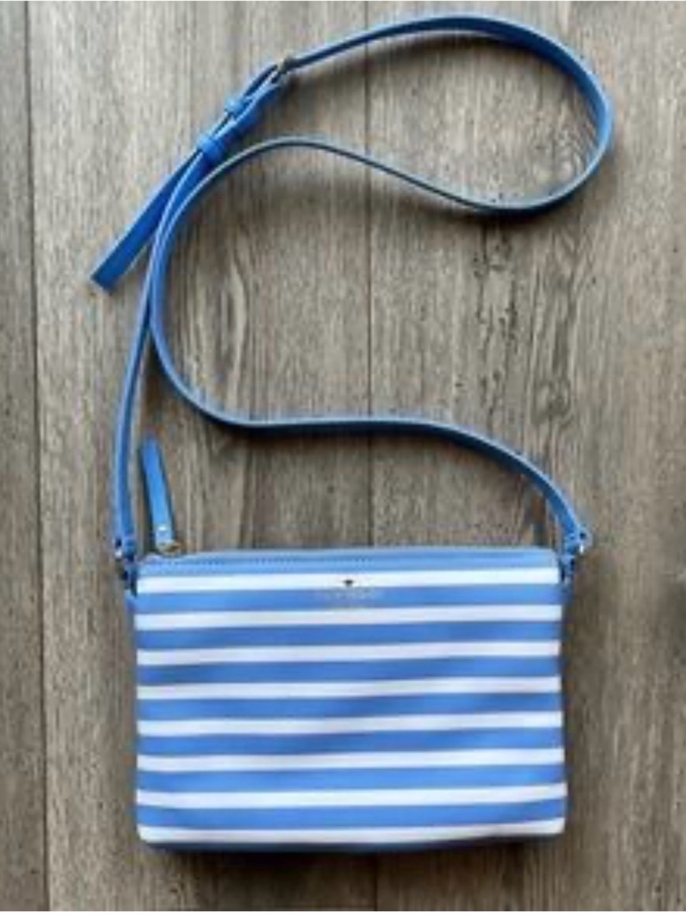 kate spade Blue and White Striped Crossbody Bag
